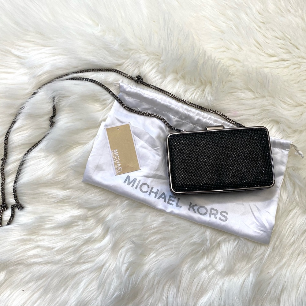 MICHAEL Michael kors Elsie black crystal box clutch / crossbody purse